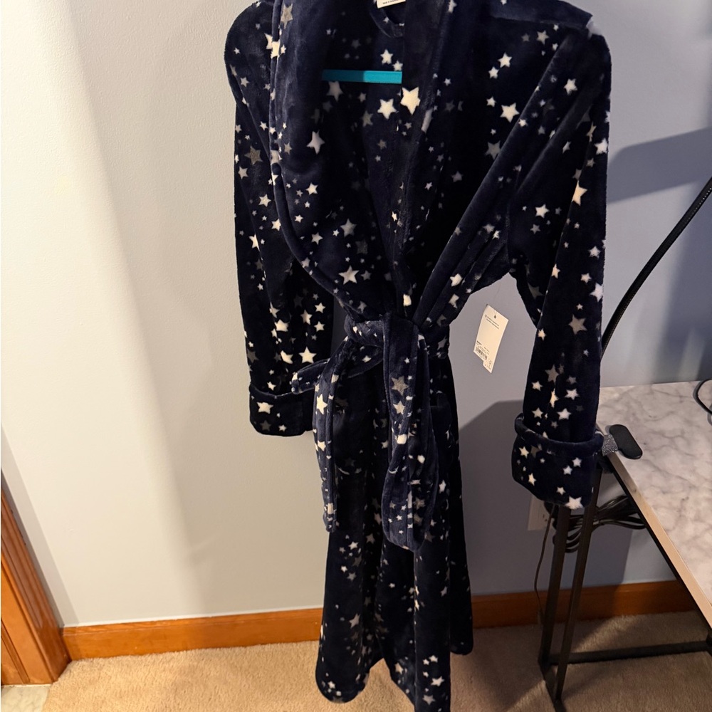 Sonoma Navy Star Print Plush Robe